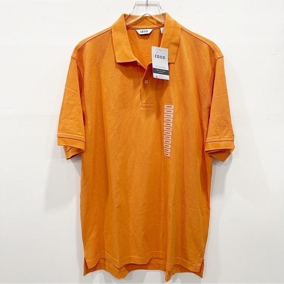 Izod Men’s Orange Polo Shirt Short Sleeve Large - Picture 1 of 14